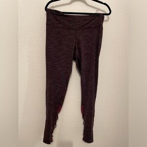 Champion 66 Womens Activewear Leggings- Sheer Sides- Size XL deep purple Striped